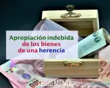 Caja de madera con billetes. Apropiación indebida de los bienes de una herencia es delito.