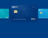 Tres tarjetas de débito, crédito y prepago BBVA Visa con el nombre Gonzalo Rodríguez Rodríguez.