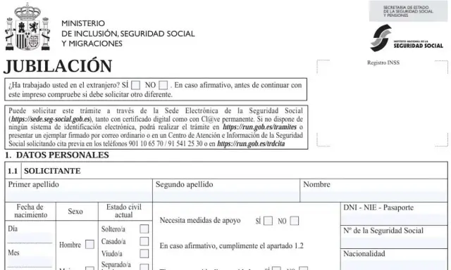 Formulario de jubilación. El objetivo es que me puedo jubilar con 65 años y 35 años cotizados.